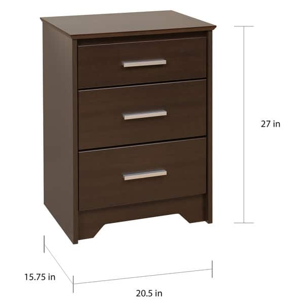 Shop Yaletown Tall Espresso 3 Drawer Night Stand Overstock 5983209