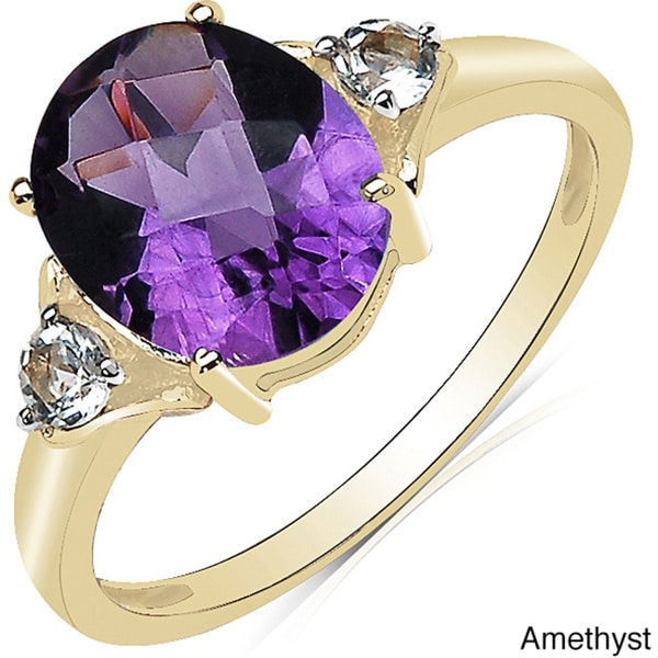 Malaika 10k Yellow Gold Amethyst or Blue Topaz Ring Malaika Gemstone Rings