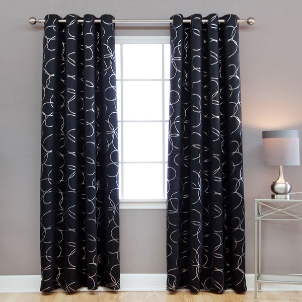 Shop Aurora Home Modern Foil 96-inch Blackout Grommet Curtain Panel