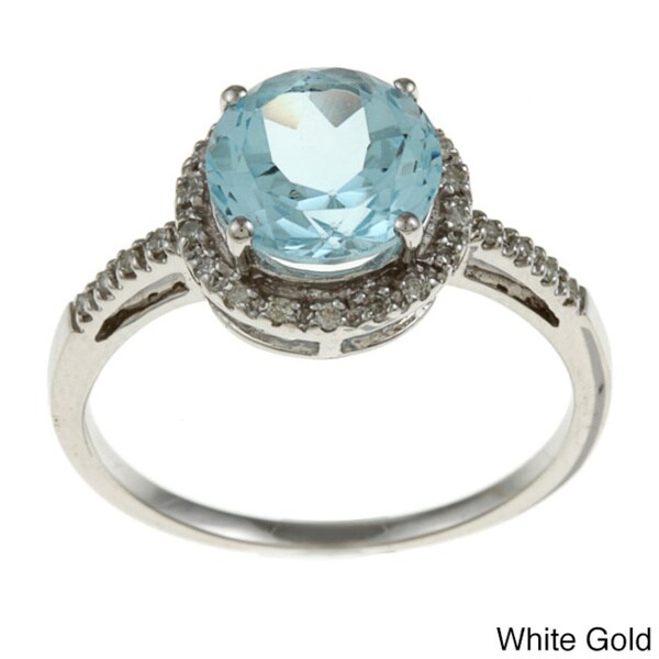 Shop Viducci 10k Gold Blue Topaz and 1/8ct TDW Diamond Accent Ring (G-H ...