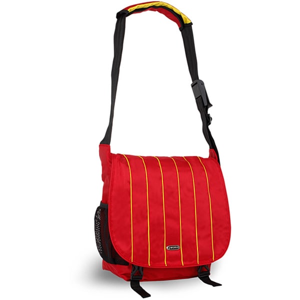 J World 'Jeanie' Yellow/ Red Laptop Messenger Bag J World Fabric Messenger Bags