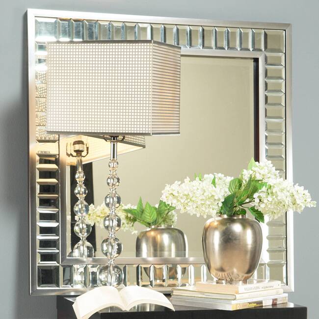 angelo:HOME Marlowe Square Wood Metal and Glass Mirror on Mirror