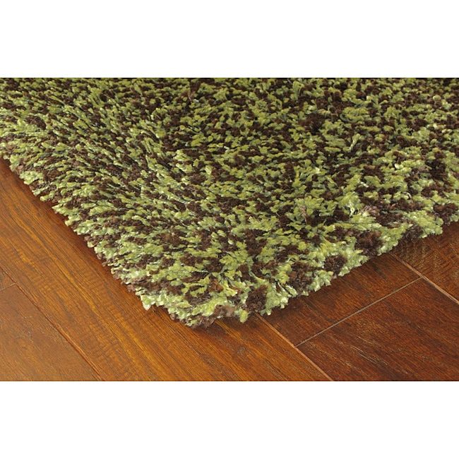 Manhattan Tweed Green/ Brown Shag Rug (4 X 6)