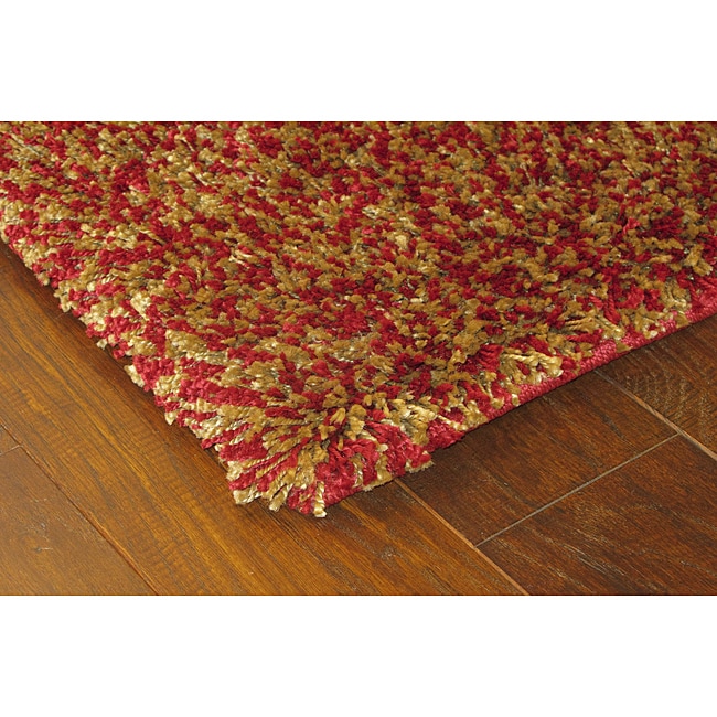 Manhattan Tweed Red/ Gold Shag Rug (4 X 6)