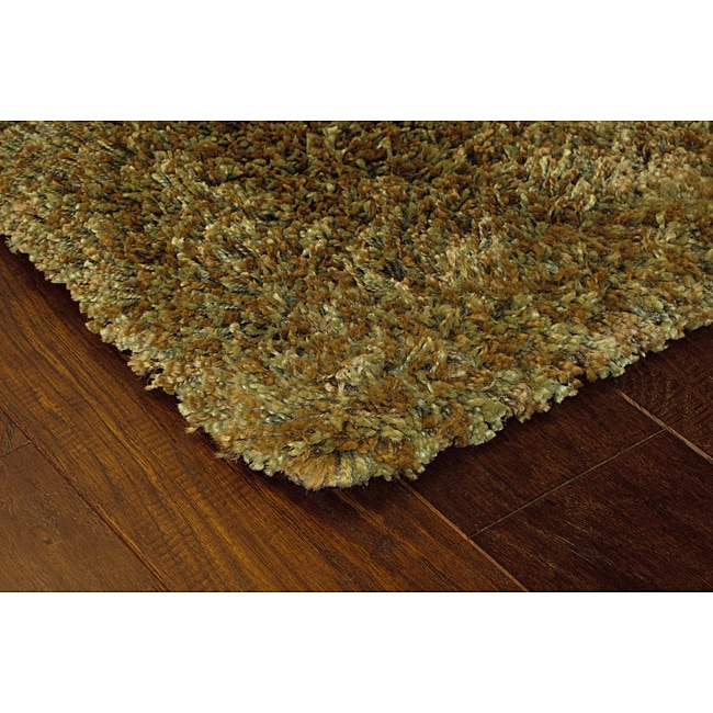 Manhattan Tweed Green/ Gold Shag Rug (4 X 6)