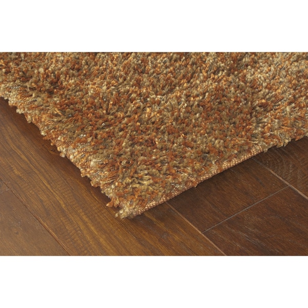 Manhattan Tweed Brown/ Gold Shag Rug (5' x 8')