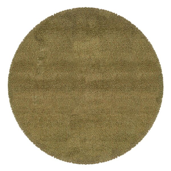 Shop Manhattan Tweed Green/ Gold Shag Rug 6' Round Free Shipping