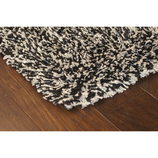 Manhattan Tweed Black/ Ivory Shag Rug - 7'10 x 11'2