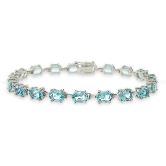 Glitzy Rocks Sterling Silver Swiss Blue Topaz Bracelet