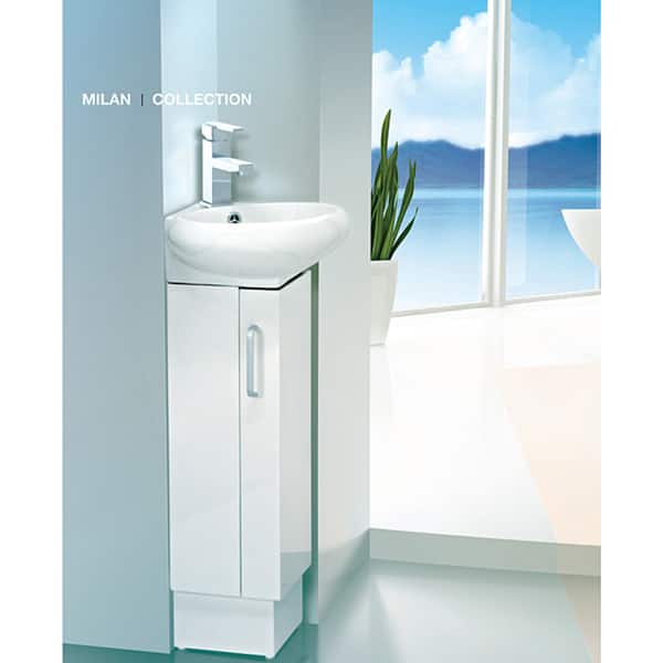 Fine Fixtures Milan Wood White Small Corner Bathroom Vanity