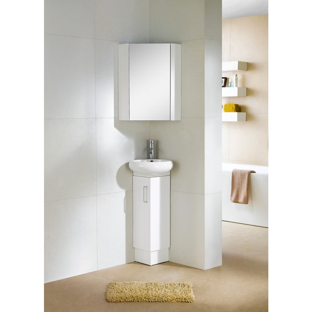 Eclife 24 Bathroom Corner Cabinet with Mirror, Wall Mount Mirror Cabi