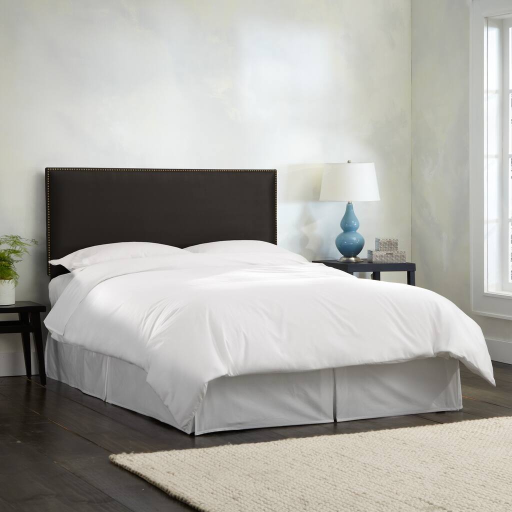 Skyline Furniture Burling Nail Button Queen Headboard in Micro-Suede Black