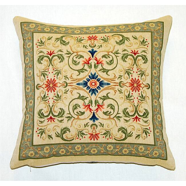 Corona Decor Belgian Woven Intricate Filigree Feather and Down Filled Decorative Throw Pillow