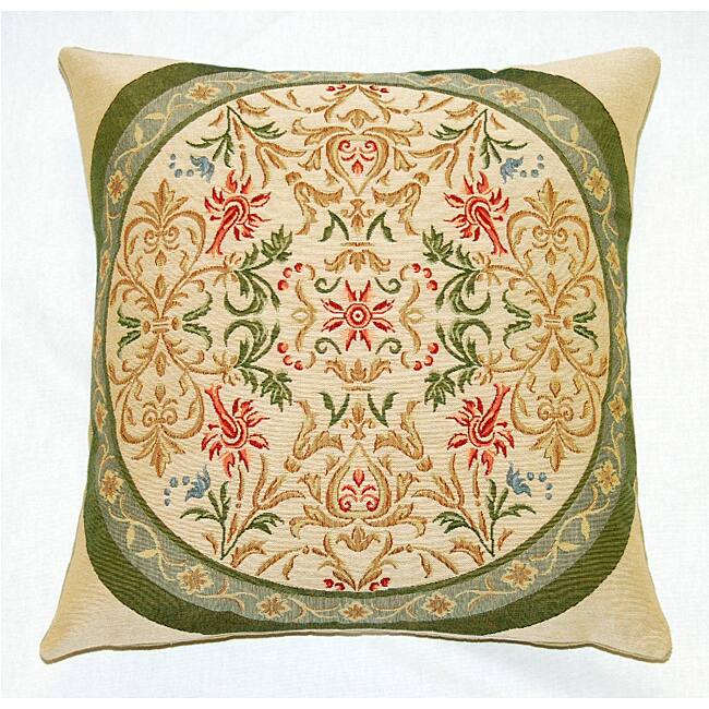 Corona Decor Belgian Woven Intricate Filigree Feather and Down Filled Decorative Pillow