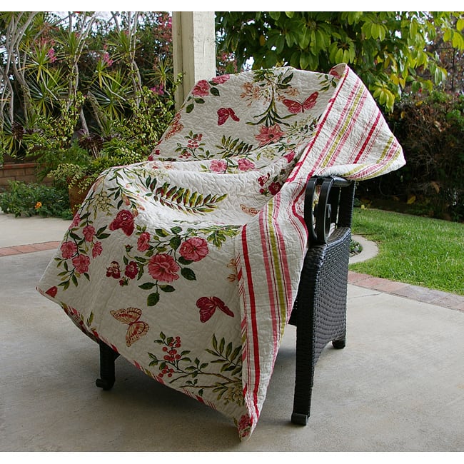 Greenland Home Fashions Butterflies 100% Cotton Quilted Throw Blanket