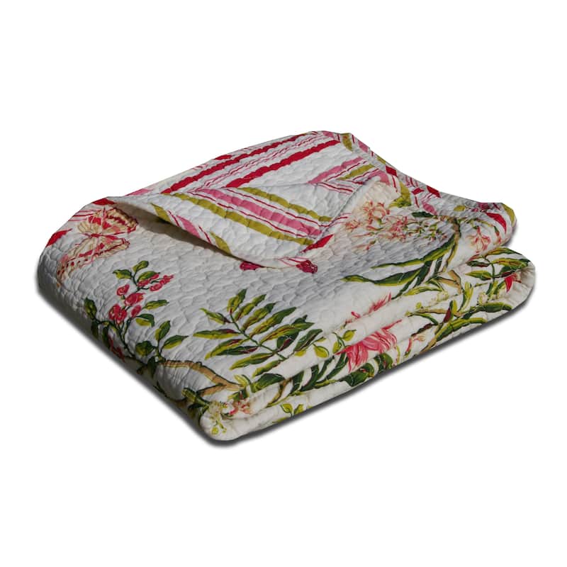 Greenland Home Fashions Butterflies 100% Cotton Quilted Throw Blanket