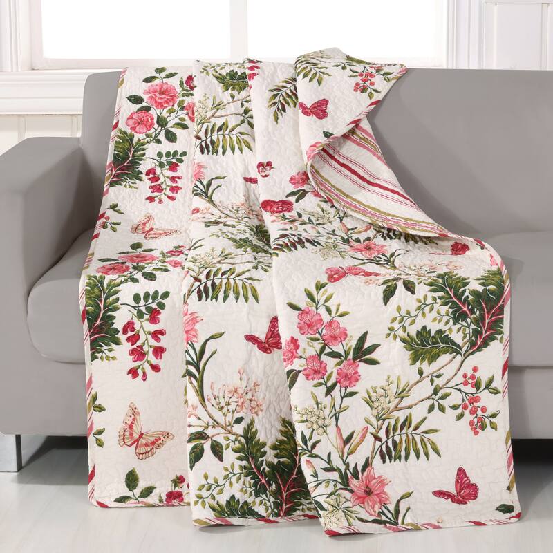 Greenland Home Fashions Butterflies 100% Cotton Quilted Throw Blanket