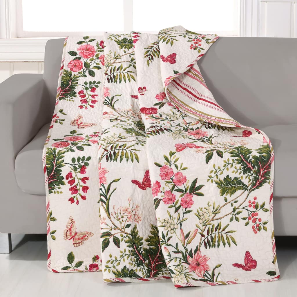 Greenland Home Fashions Butterflies 100% Cotton Quilted Throw Blanket