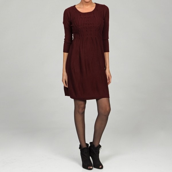 Madison Leigh Womens Claret Tuck Bodice Full Fashion Sweater Dress