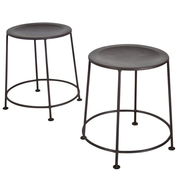 Set of 2 Iron Zinc finish Stackable Stools (India)   13681291