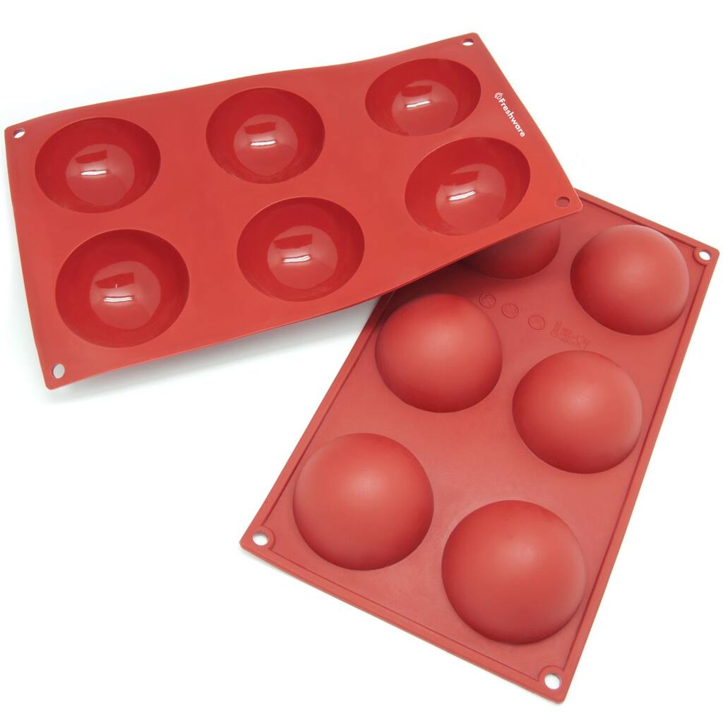 Freshware 6-cavity Half Sphere Silicone Mold/ Baking Pans (Pack of 2)