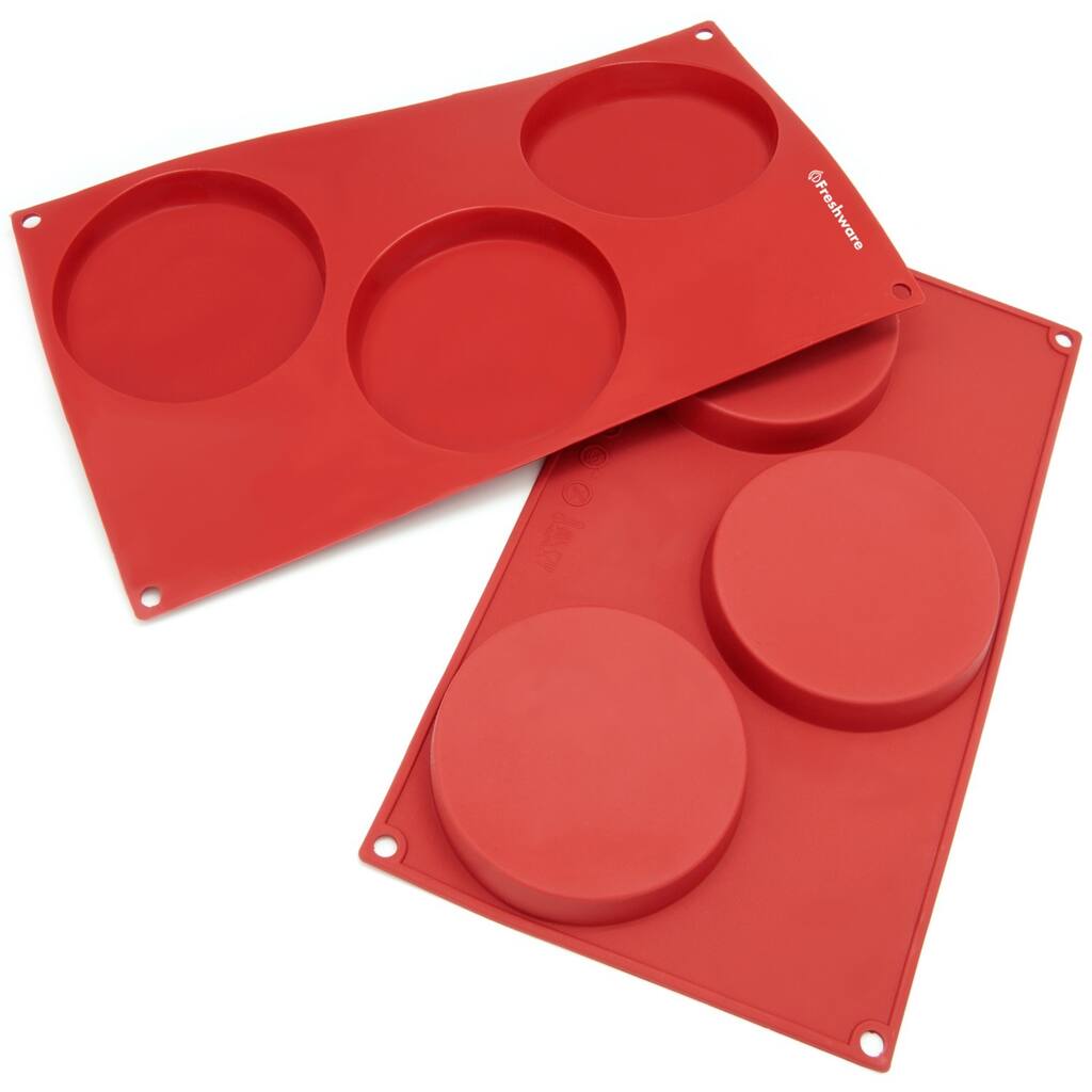 Freshware 3-cavity Disc Cake Silicone Mold/ Baking Pans (Pack of 2)