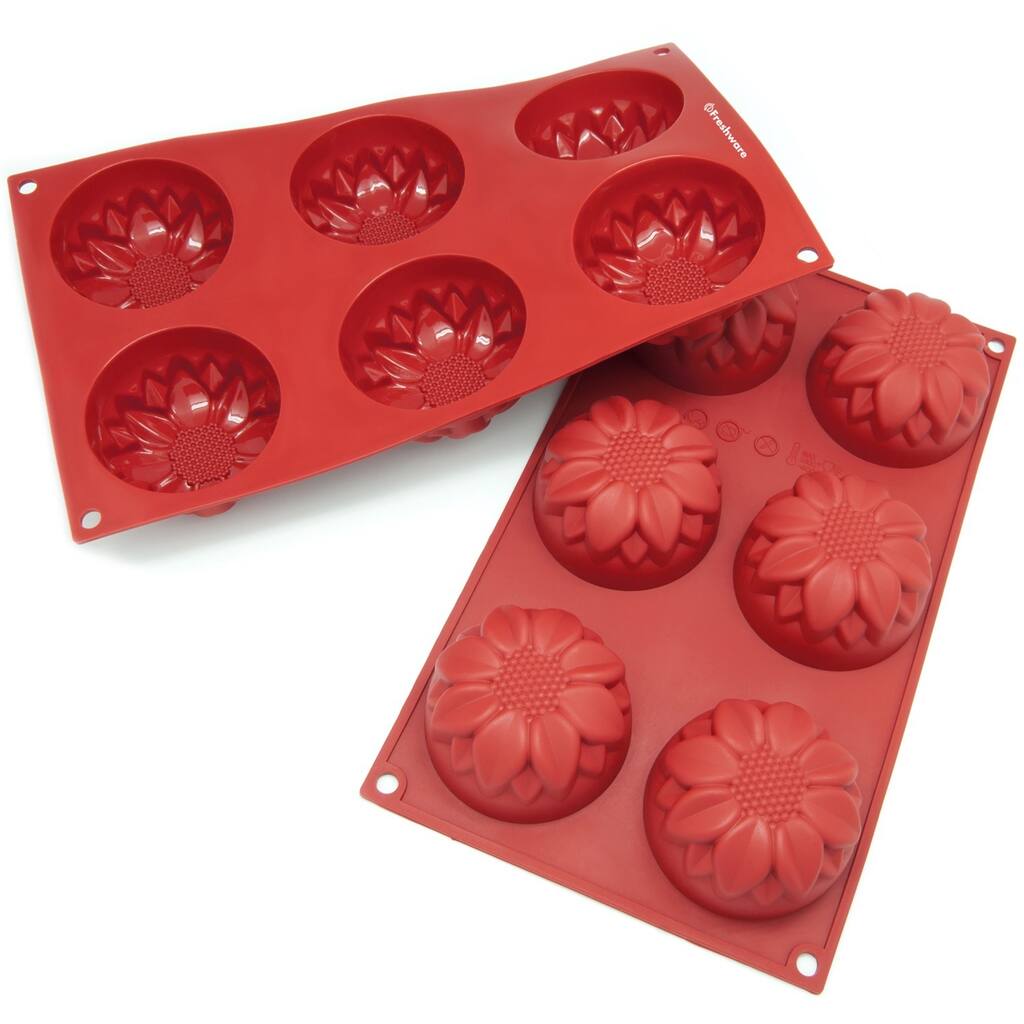 Freshware 6-cavity Sunflower Cake Silicone Mold/ Baking Pans (Pack of 2)