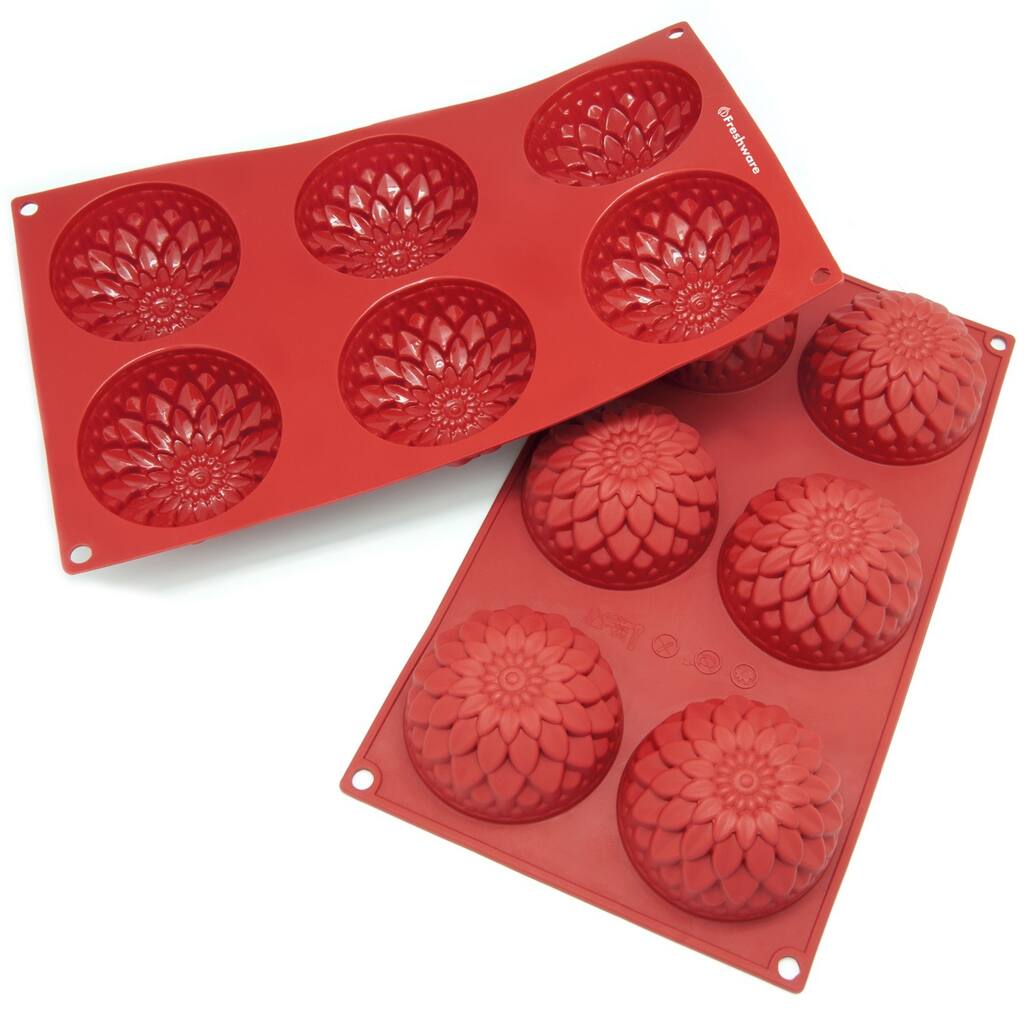 Freshware 6-cavity Blossom Cake Silicone Mold/ Baking Pans (Pack of 2)