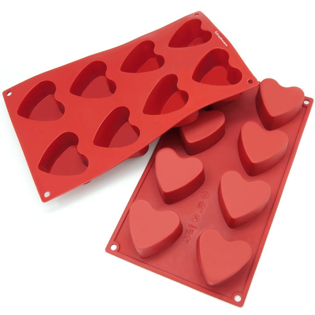 Freshware 8-cavity Heart Muffin Silicone Mold/ Baking Pans (Pack of 2)