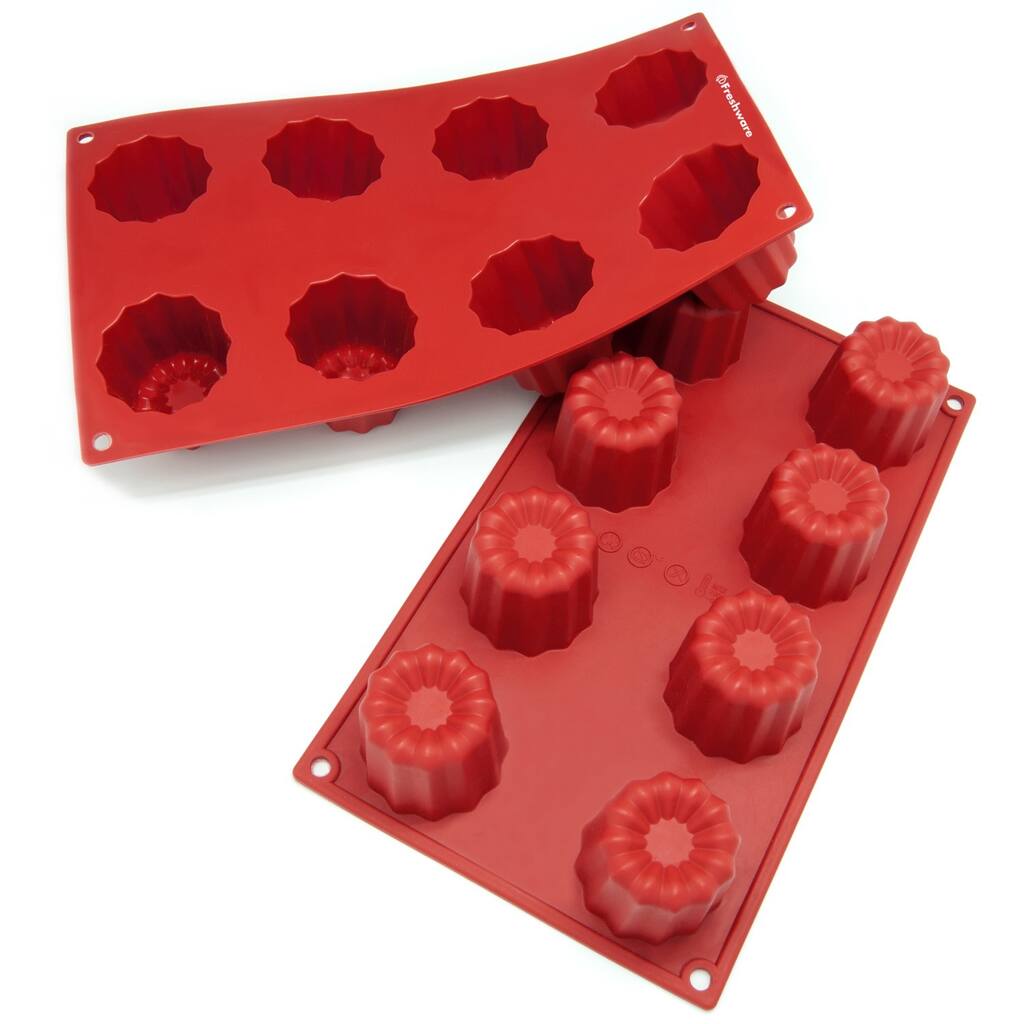 Freshware 8-cavity Canneles Silicone Mold/ Baking Pans (Pack of 2)