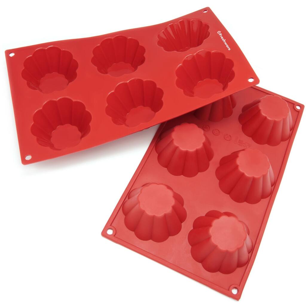 Freshware 6-cavity Brioche and Pudding Silicone Mold/ Baking Pans (Pack of 2)