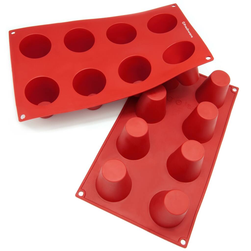 Freshware 8-cavity Cylinder Pudding Silicone Mold/ Baking Pans (Pack of 2)