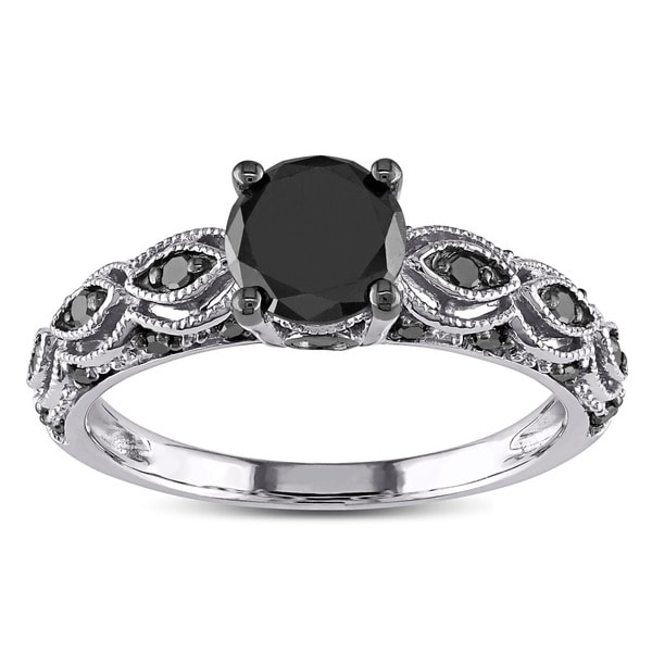 Shop Miadora 10k White Gold 1 1 4ct TDW Round Black  