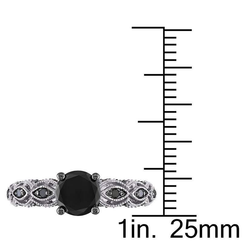 Miadora 10k White Gold 1 1/4ct TDW Round Black Diamond Engagement Ring