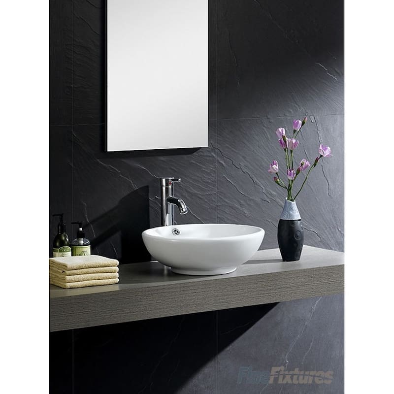 Fine Fixtures Round Ceramic White Vessel Sink