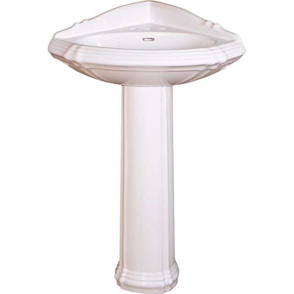 Fine Fixtures Ceramic 24 75 Inch White Corner Pedestal Sink