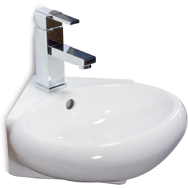 Shop Fine Fixtures Ceramic 14 5 Inch Corner White Wallmount Sink