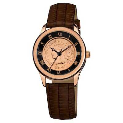 August Steiner Women's Indian Head Penny Collectors Rose Coin Watch