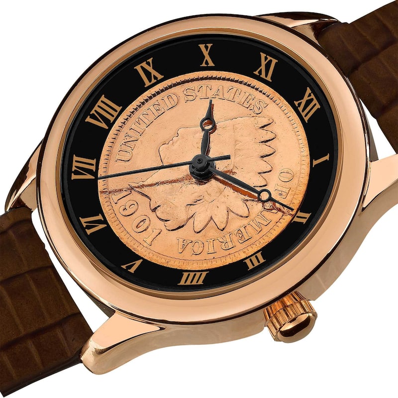 August Steiner Women's Indian Head Penny Collectors Rose Coin Watch