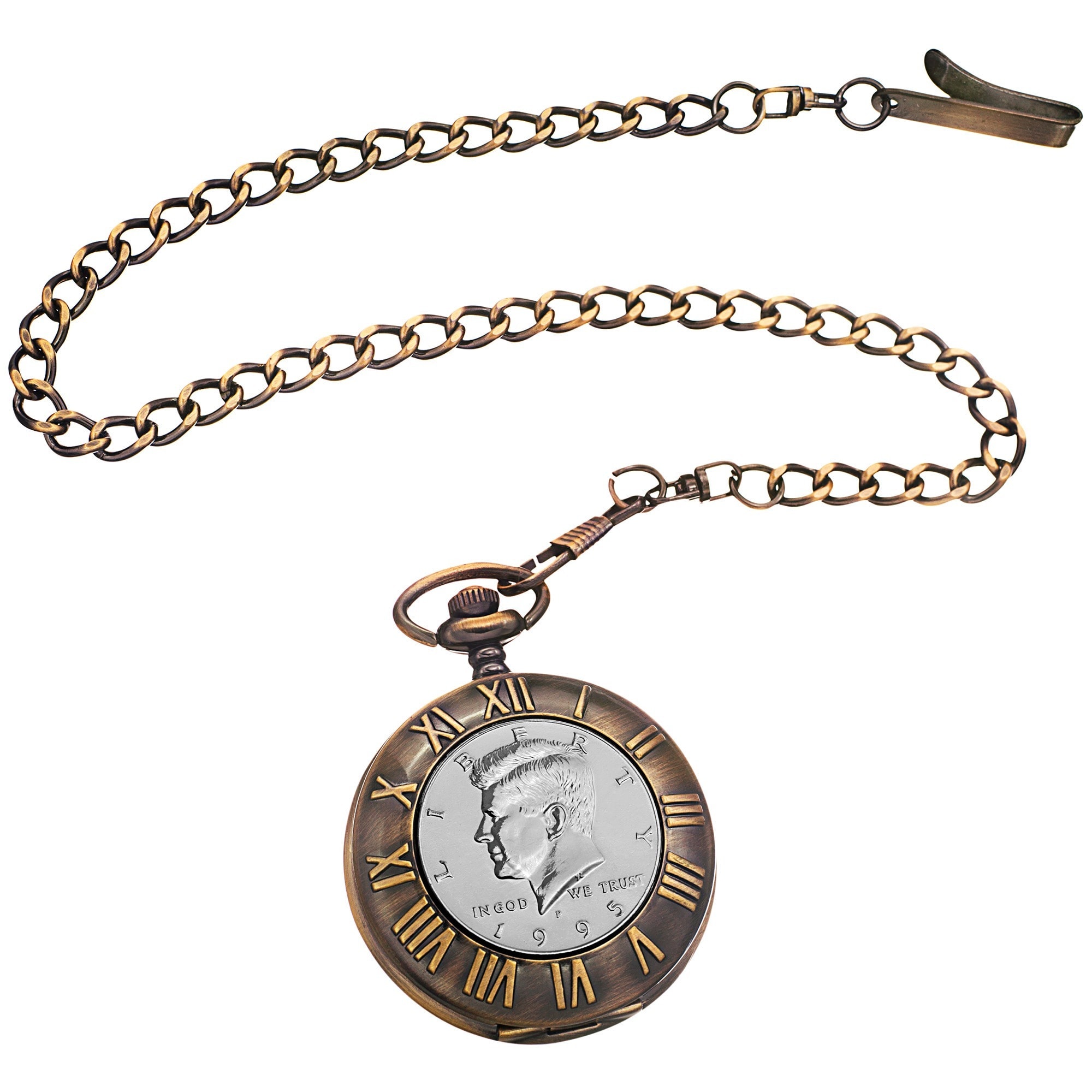 August Steiner Men's Kennedy Half-dollar Antique Gold-Tone Pocket