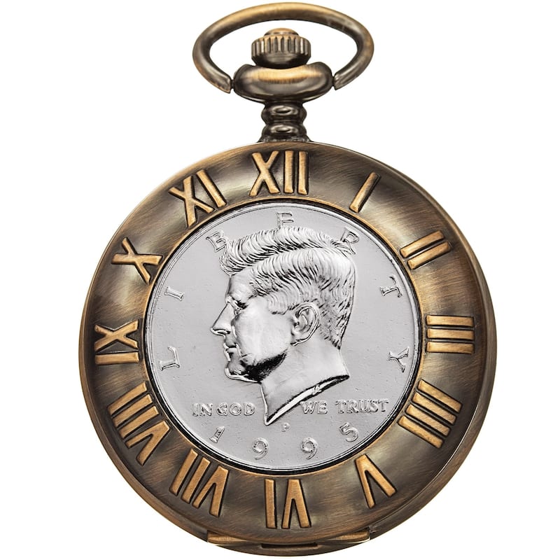 August Steiner Men's Kennedy Half-dollar Antique Gold-Tone Pocket Watch