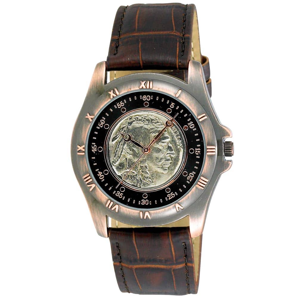 August Steiner Men's Buffalo Nickel Collectors Copper Coin Watch