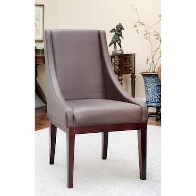 SAFAVIEH Dining Sloping Arm Brown Leather Chair - 23" x 26.2" x 39.2"