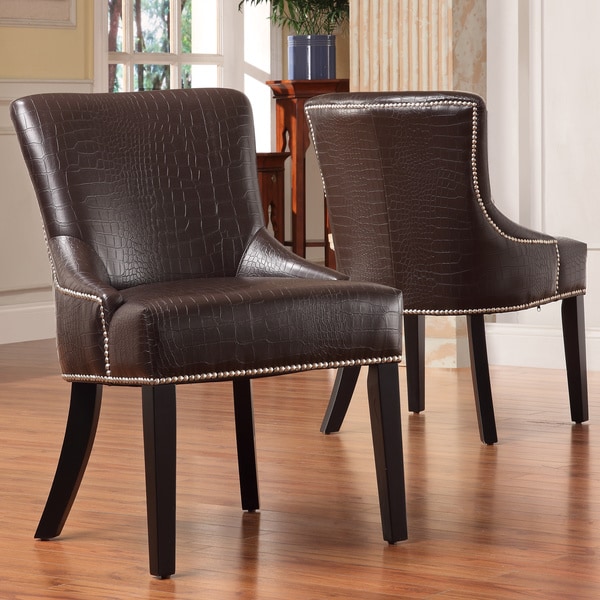 Westmont Brown Faux Alligator Print Chairs Set of 2 Bed Bath