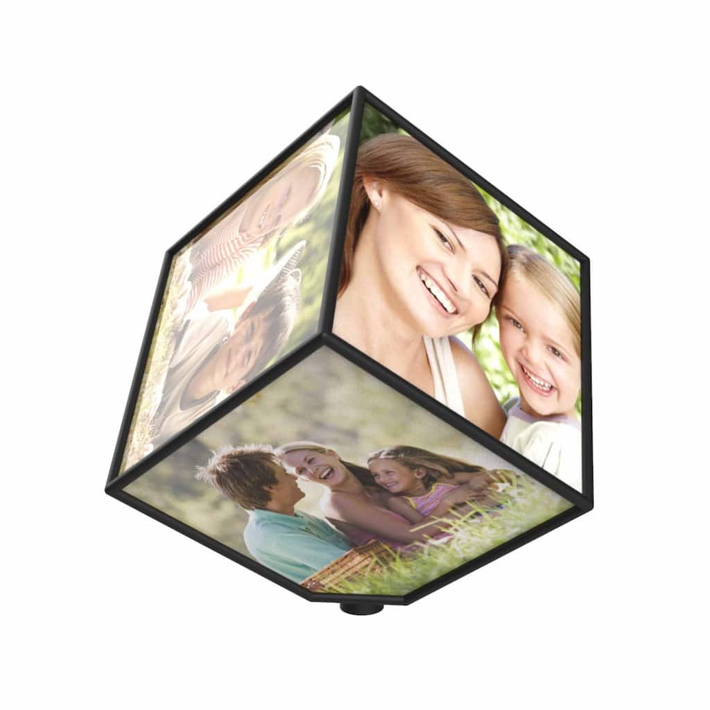Revolving Photo Cube- Rotating Picture Frame Box Holds 6 Photos by Lavish Home