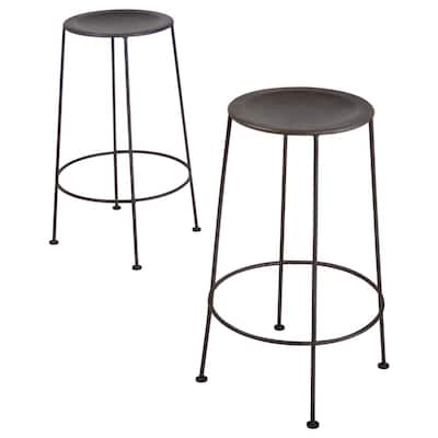 Handmade Set of 2 Iron Zinc-finish Bar Stools (India)