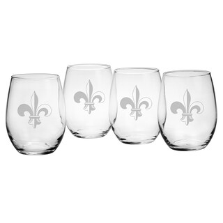 Fleur De Lis Stemless Wine Glasses (Set of 4)
