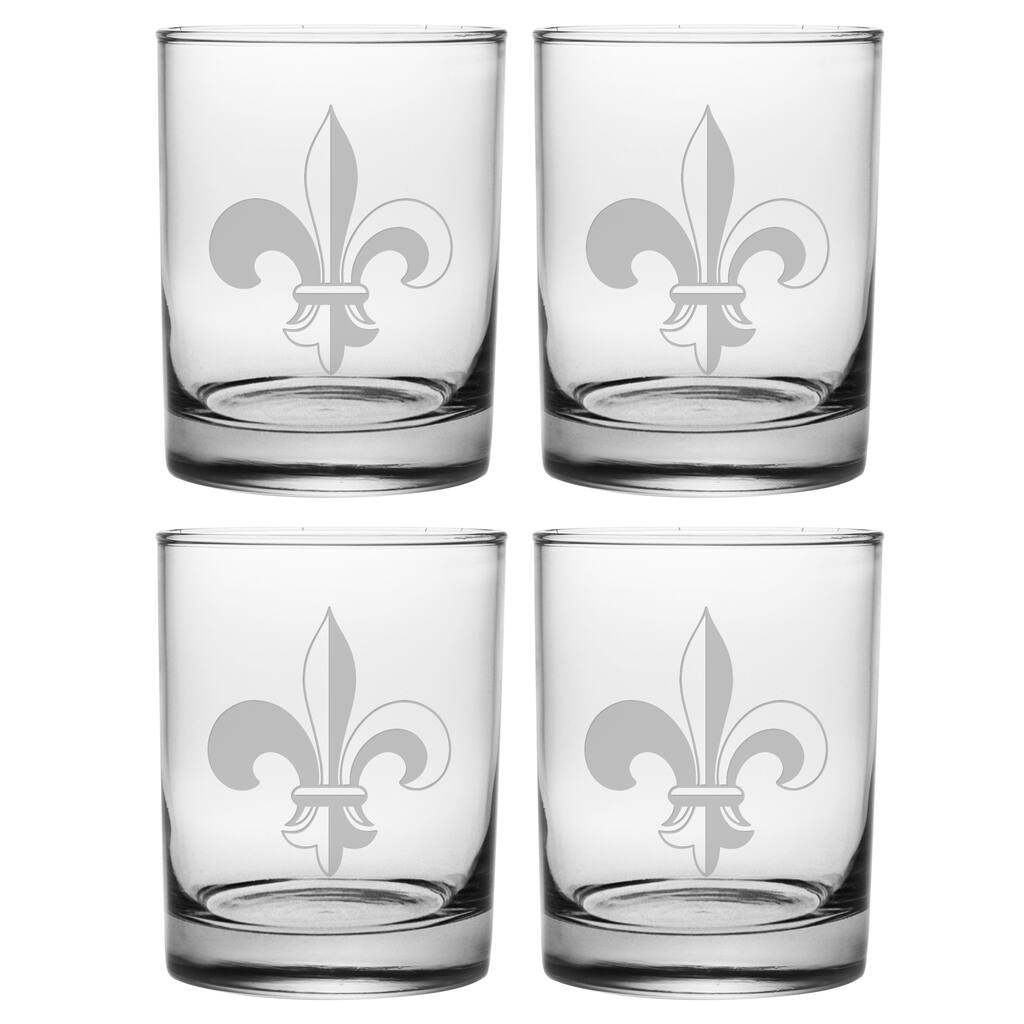Fleur De Lis Rocks Glasses (Set of 4)
