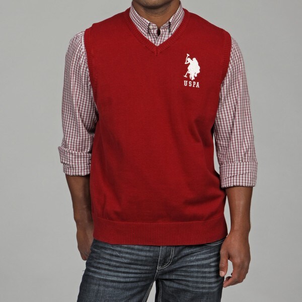 red polo sweater vest