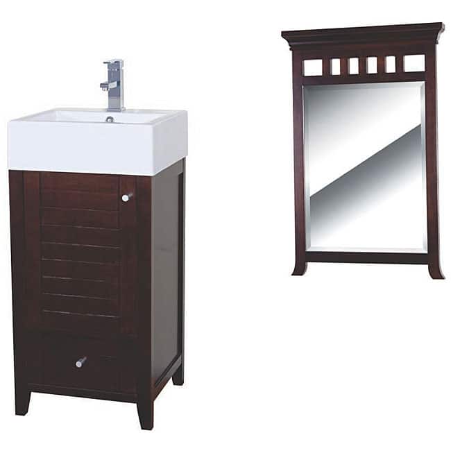 Fine Fixtures Mezquite Wood Walnut/ White Bathroom Vanity and Mirror